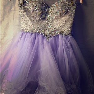 Lovely Boubou short purple and silver prom dress